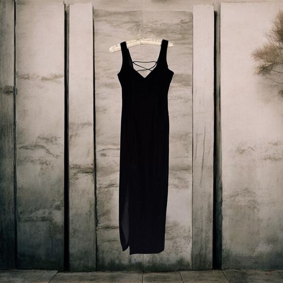 Sexy Witchy Vintage Jessica McClintock Maxi Dress 5/6 Y2K Goth Velvet - Picture 2 of 16